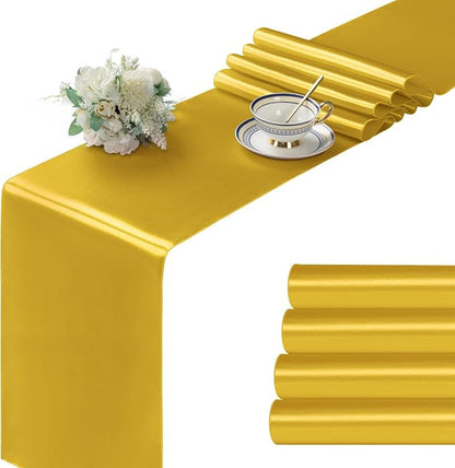 Manyshofu Gold Satin Table Runner 12x72 by Manyshofu