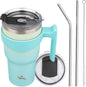 Konokyo 30 oz Tumbler with Handle and Straw, Insulated Travel Mug | Mint; by Konokyo