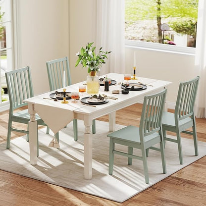 Green Wooden Dining Chairs Set of 4, Farmhouse Dining Room & Kitchen Chair with High Back, Spindle Windsor Armless Side Chair for Living Room Dining Room Kitchen Restaurant Balcony