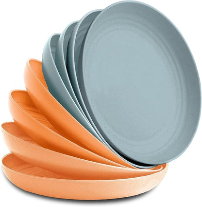 8-Pack Reusable Wheat Straw Plates Set by NookTheory
