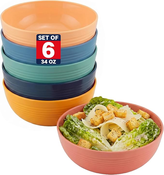 Plastic Bowls Kitchen Set for Cereals, Soup – Salad Bowl Set of 6 for Hot Cold by Unknown