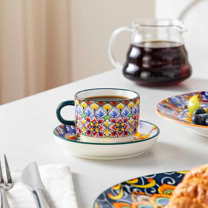 vancasso 4 Oz Bohemian Espresso Cup Set of 4, Ceramic - Image 7
