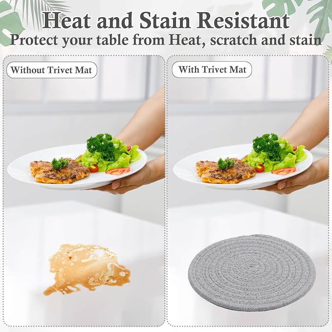 Billbotk 7" Trivets for Dishes, Pots and Pans, 4 Heat Resistant Hot Pads - Image 5
