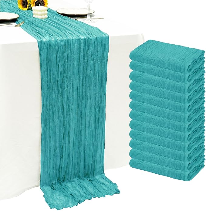12Pack Teal Green Cheesecloth Table Runner 20x120 inch Gauze Table Runner | by Seveups