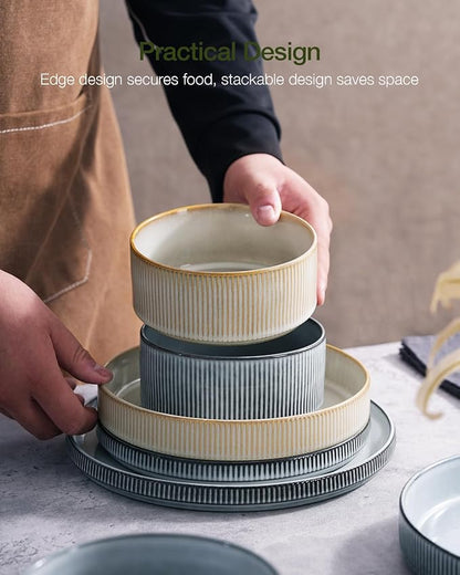 Famiware Star Ceramic Plates and Bowls Sets, Reactive Glaze Dishes - Image 6