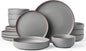 Famiware Mercury 16-Piece Stoneware Plates and Bowls, Dark Grey | Dinnerware Set by Famiware