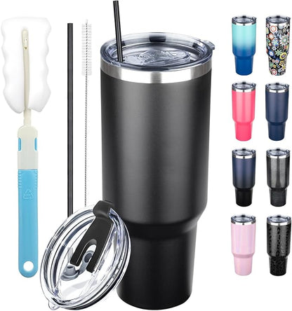 40 oz Tumbler with Lids and Straws, Stainless Steel Insulated Coffee Tumbler by GUDEMAO