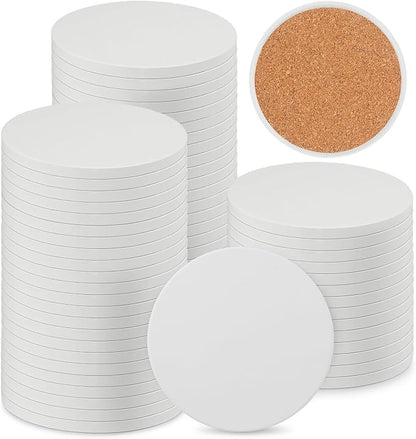 GNIEMCKIN 60 Pieces 4 Inch Round Blank Ceramic Coasters, Unglazed Ceramic Tiles by GNIEMCKIN