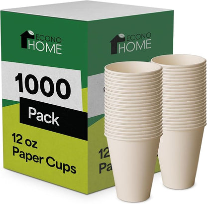 EconoHome 12 oz 1000 Pack Disposable Coffee Paper Cups by EconoHome