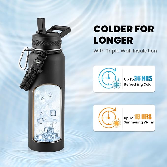 RAYMYLO Insulated Water Bottle 40 oz, Triple Wall Vacuum Stainless Steel | - Image 2
