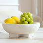 Beige Decorative Bowl, Large Fruit Bowl for Kitchen Counter, Resin Pedestal Key Bowls for Entryway Table, Coffee Table Centerpiece