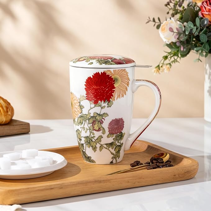 AmorArc Tea Cup With Infuser and Lid, 18oz Loose Leaf Tea Mug With Steeper | - Image 6