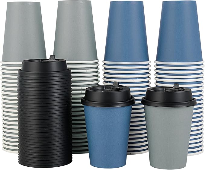 LITOPAK 100 Pack 12 oz Disposable Paper Coffee Cups by LITOPAK