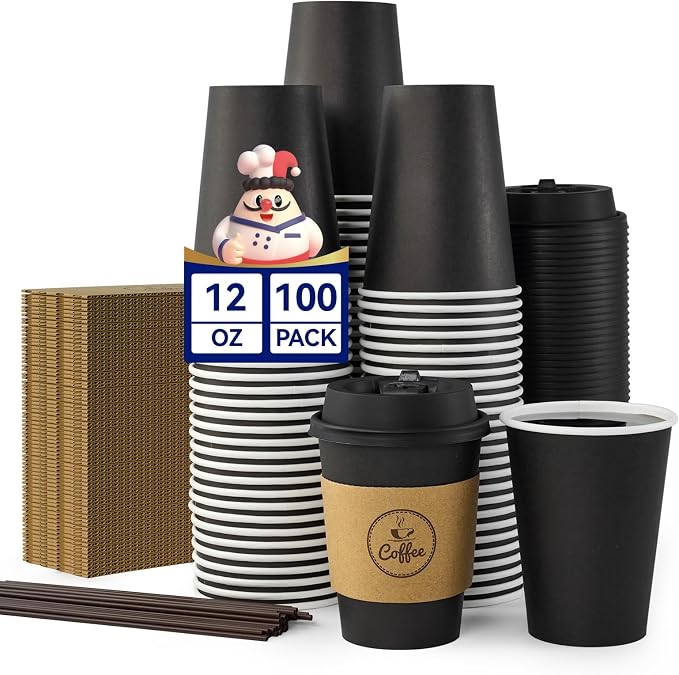 JOLLY CHEF 100 Pack 12 oz Coffee Cups by JOLLYCHEF