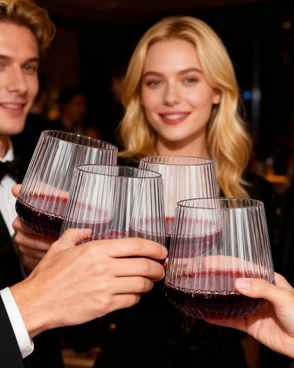 YOUBET 40Pack Plastic Ribbed Wine Glasses - Image 8