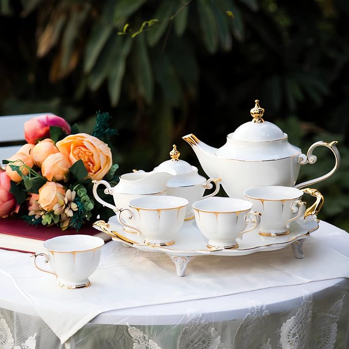 ACMLIFE Tea Sets for Adults Fine Bone China Tea Set for 6, Porcelain Teapot - Image 3