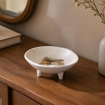 6" Small Decorative Bowl, Candy and Home Decor, Ceramic Bowl （Retro White） - Image 5