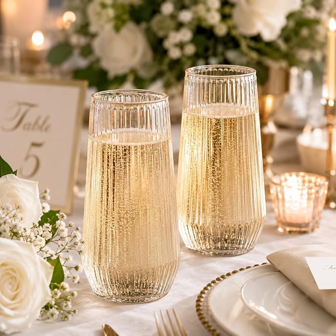 48 Pack Disposable Wine Glasses, 24 Stemless 9oz Champagne Flutes & 24 12oz - Image 6
