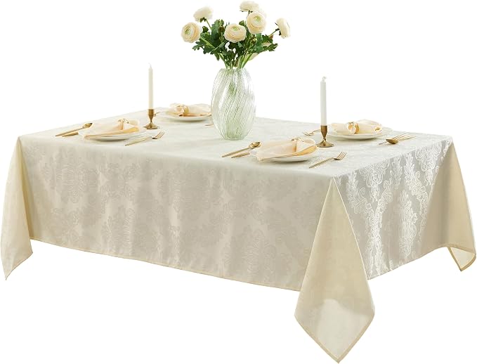 Newbridge Barcelona Luxury Damask Fabric Tablecloth, 52” Wide x 70” Rectangle - Image 7