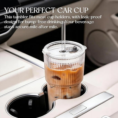 KEMORELA 20oz Ribbed Glass Tumblers - Image 9