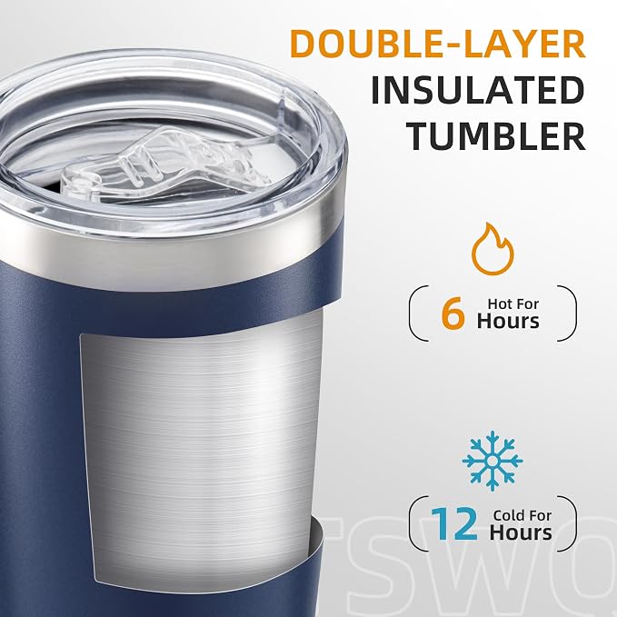 20oz Tumbler Bulk with Lid Stainless Steel Tumblers, 6 Pack | Leak Proof Lid - Image 2