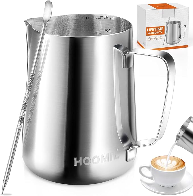 HOOMIL Milk Frothing Pitcher, 12oz/20oz/32oz 304 Stainless Steel | Steaming by HOOMIL