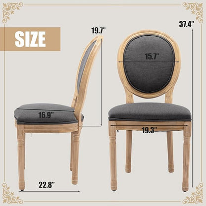SoarFlash French Dining Chairs Set of 6, Vantage Dining Chair with Round Back, Farmhouse Country Dining Chair for Kitchen,Bedroom,Deep Grey