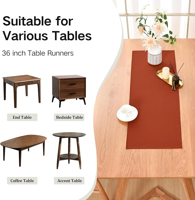 Wolkemer Farmhouse Rust Table Runner Small Short Table Runners 36 Inches | - Image 5