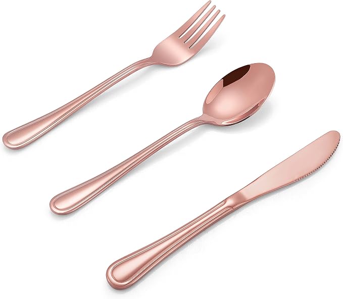 LIANYU 12-Piece Rose Gold Kids Silverware Set, Stainless Steel Toddler Utensils by LIANYU