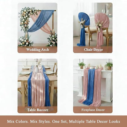 Cheesecloth Table Runner 2 Pack Dusty Pink and Dusty Blue, Boho Gauze Table - Image 6