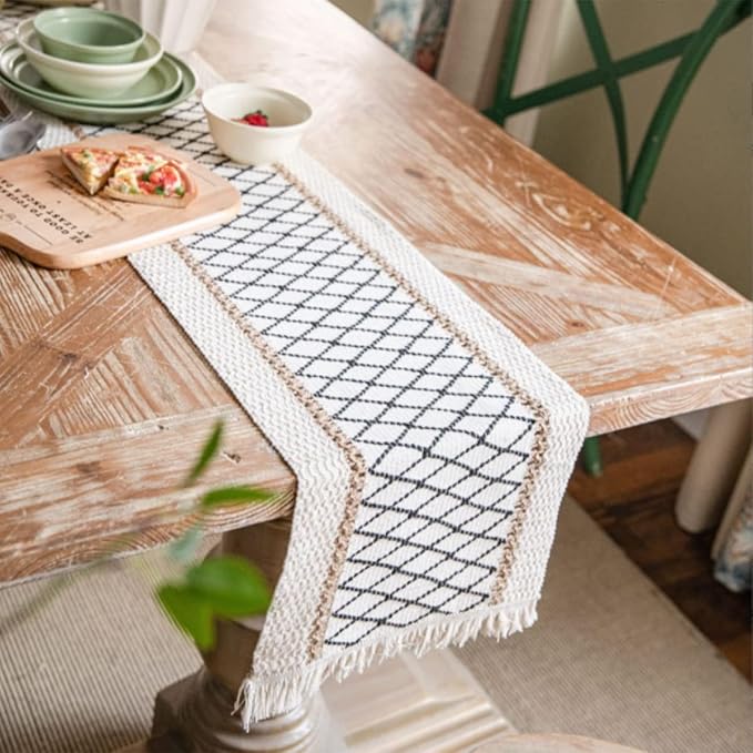 Table Runner, Boho Table Runner Cotton Linen Table Decorations, Farmhouse Table by Gxfctys