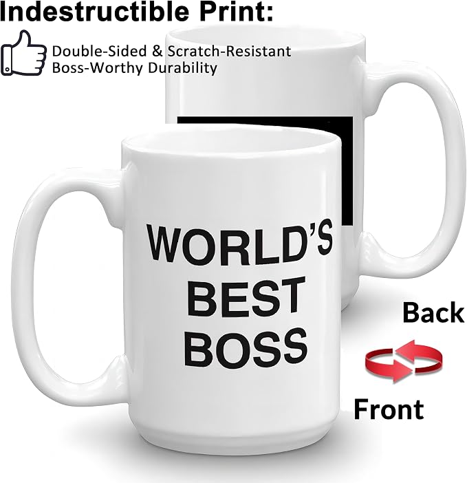 Worlds Best Boss Mug for Managers and Coworkers, Funny Boss Gift | 15oz - Image 2