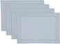 Solino Home Linen Cloth Placemats Set of 4-100% Pure Linen Hemstitch Dusty Blue Placemats 14 x 19 Inch - Classic Hemstitch Table Place Mats for Winter, Spring, Easter