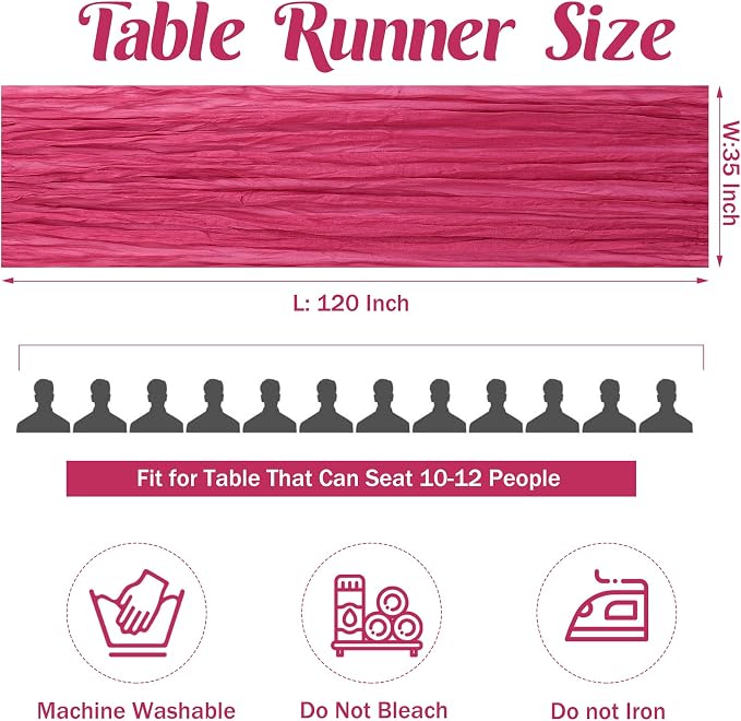 6 Pieces Hot Pink 10FT Cheesecloth Table Runner Boho Gauze Fabric Table Runner - Image 4