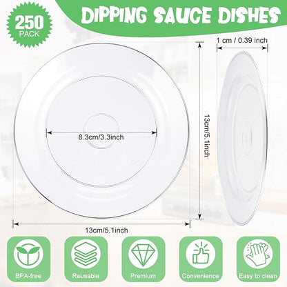 Zopeal 250 Pcs 5 Inch Plastic Dessert Plates Bulk Disposable Small Clear Appetizer Round Wedding Cake Plates Heavy Duty for Dinner Party BBQ Picnic Travel Event Birthday Supply