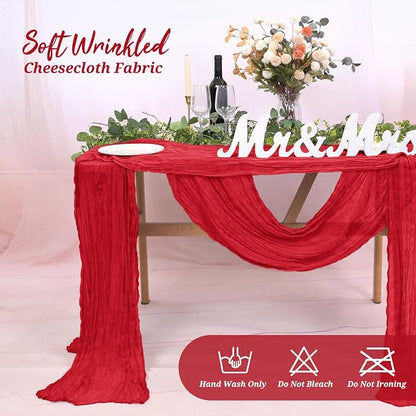 Pesonlook Cheesecloth Table Runner Red, 20 Pack 17.7x108 inch, Long | Rustic - Image 8
