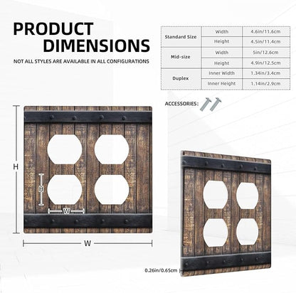 Light Switch Cover Rustic Barn Door Vintage Country Wood Board 2 Gang Decorative SwitchPlates Double Duplex Wall Plates Switch Plates and Outlet Covers for Farmhouse Cabin Decor