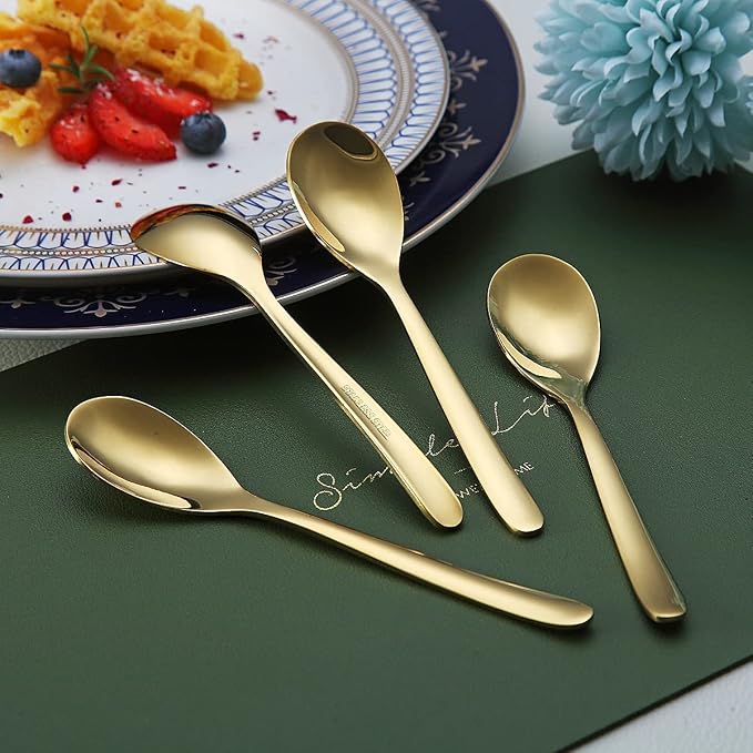 Gold Demitasse Espresso Spoons, 5.5'' Mini Coffee Spoons, Stainless Steel - Image 4