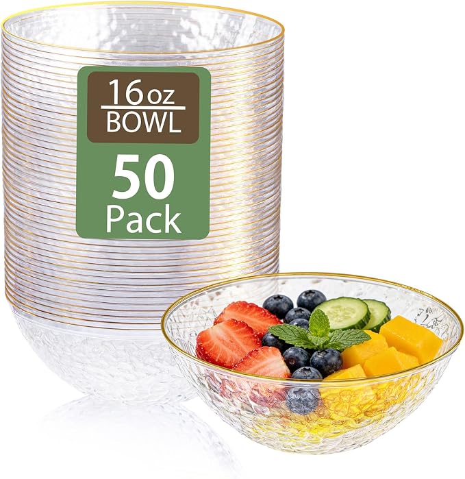 Tinybee 50 Pack Clear Plastic Bowls by Tinybee