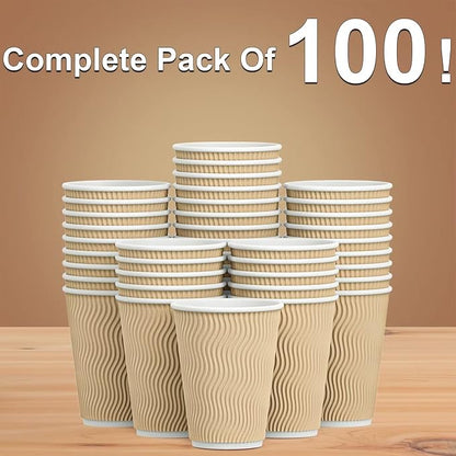 Hot Paper Cups_12 oz Disposable Insulated Corrugated Sleeve Ripple Wall Paper - Image 7
