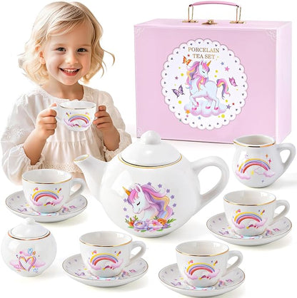 TUZT Porcelain Tea Party Set for Little Girls Kids Toddlers, Pretend Play Toys by TUZT-US