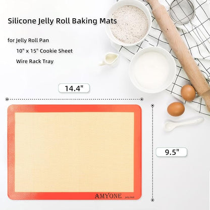 AMYONE Silicone Baking Mats for 10x15" Jelly Roll Pan, Nonstick Reusable Food - Image 2
