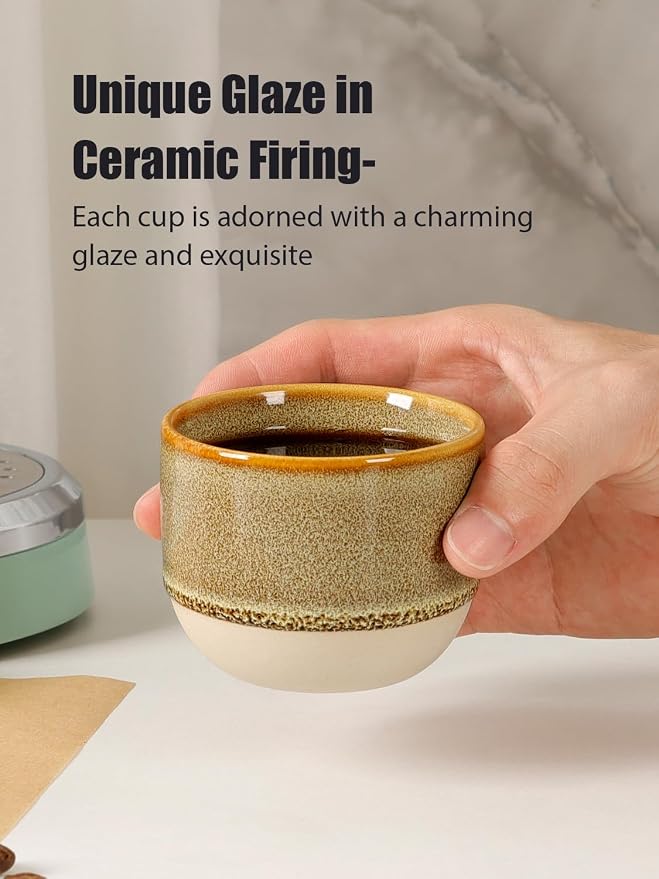 INGOFIN Ceramic Espresso Cup Set of 4-4.2 oz Espresso Cup - Image 6