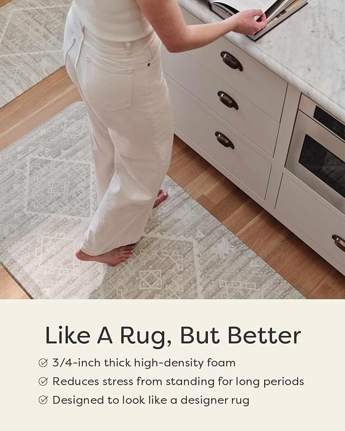 House of Noa Nama Standing Mat – Anti-Fatigue Cushioned Kitchen Mats for Floor | Ergonomic Bounce-Back Foam Kitchen Mats | Anti-Fatigue Mats for Kitchen & Standing | Fawn Brown | 22" x 54"