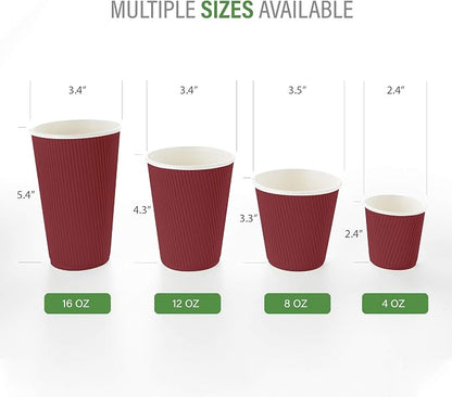 Restaurantware 12 Ounce Ripple Wall Disposable Coffee Cups, 500 Insulated - Image 3