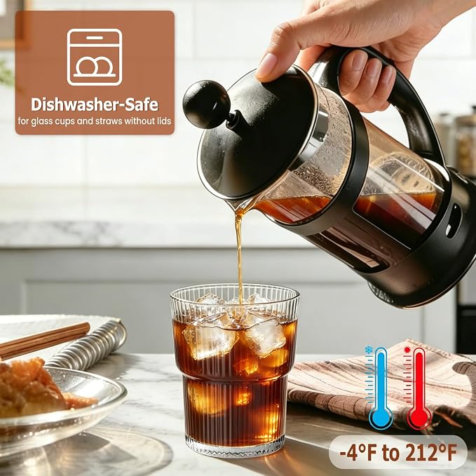 TUZAZO 13 Oz Ribbed Glass Coffee Tumblers - Image 4