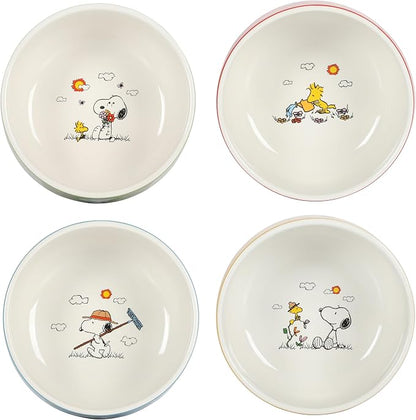 Peanuts Snoopy 5.5-Inch Decorated Stoneware Bowls, Stackable 4-Pack Bowl Set - Image 5