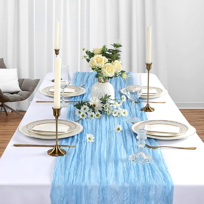 12 Pack Baby Blue Cheesecloth Table Runner 10Ft Gauze Cheese Cloth Table Runner - Image 4