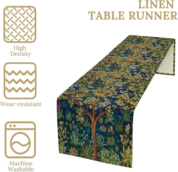 William Morris Floral Table Runner Vintage Flowers Table Runner - Image 6