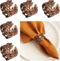 Leaf Shape Napkin Rings Set of 6, Bronze Napkin Rings Metal Napkin Ring Holders by Utalek